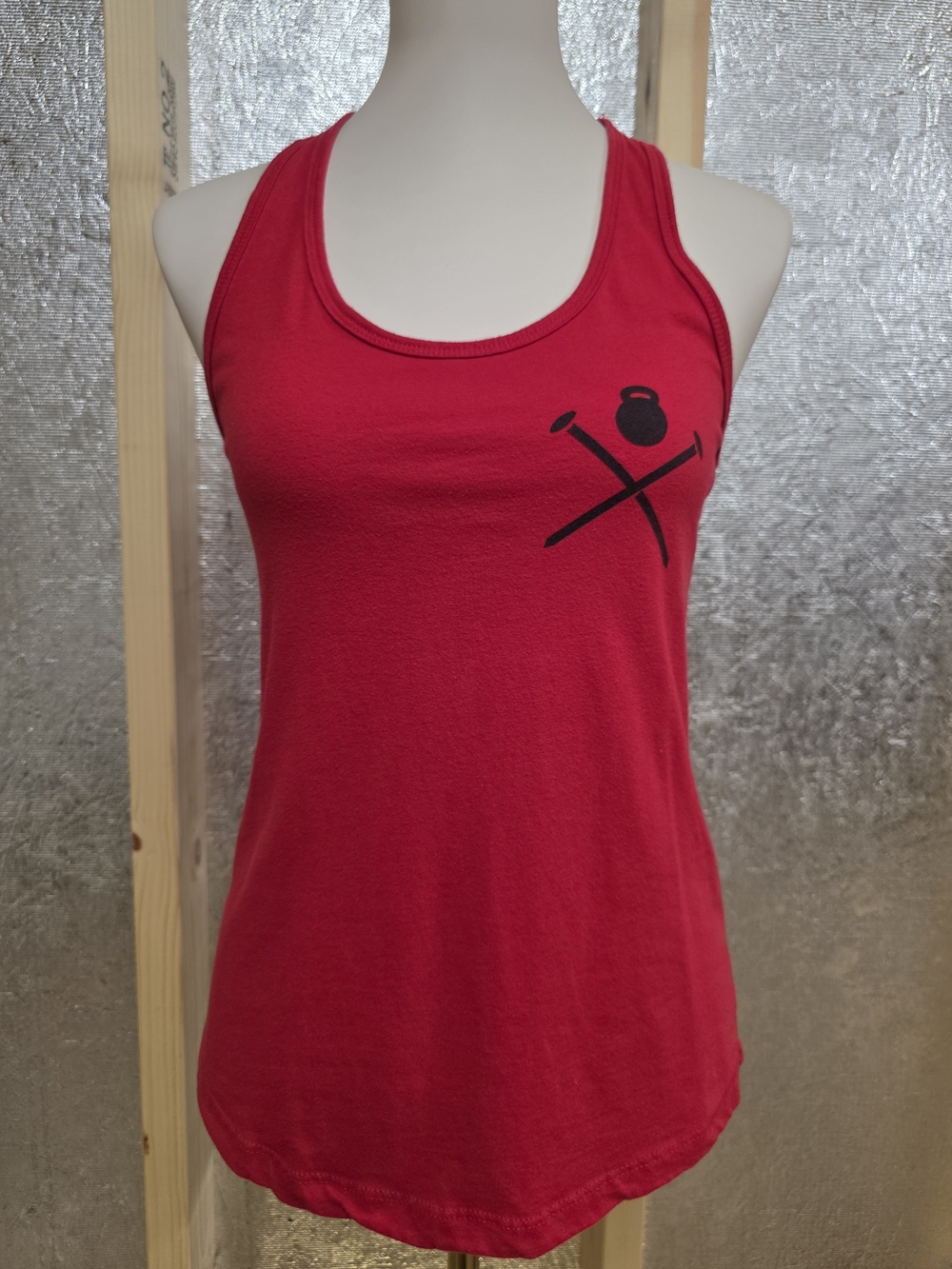 Next Level Apparel Red Racerback Tank with Black Fitness Graphic M